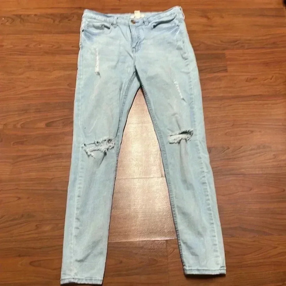 Forever 21 light wash distressed jeans, size 28 - Picture 1 of 5